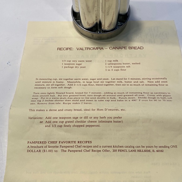 NWOT & Vintage Pampered Chef Valtrompia Bread Tube - Picture 6 of 6